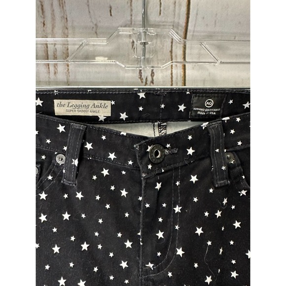 Adriano Goldschmied AG "The Legging Ankle" Black and White Star Velvet Feel Pant - Picture 3 of 5